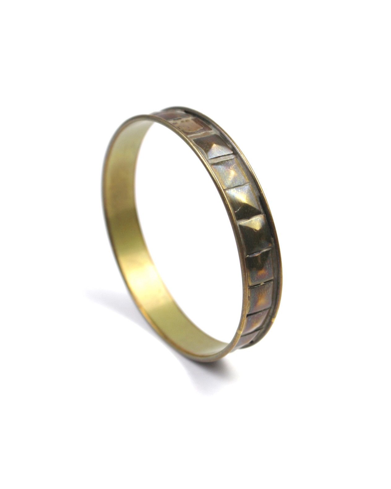 2000S JAPANESE MADE BRASS PATINA MOSAIC BANGLE