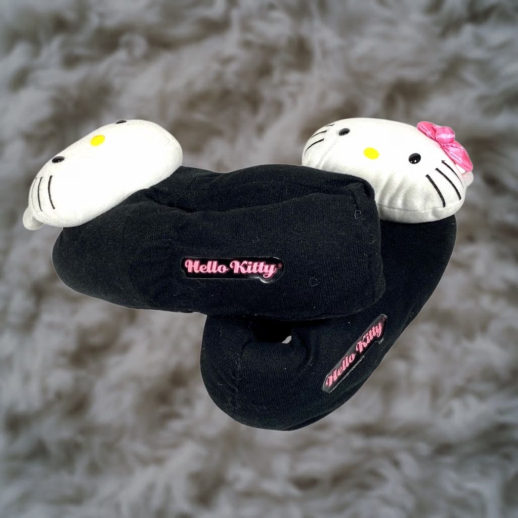 Vintage HELLO KITTY Sanrio Slippers L 9-10 Slip On Comfort Cozy Winter Fall Black Size ONE SIZE - 1 Thumbnail