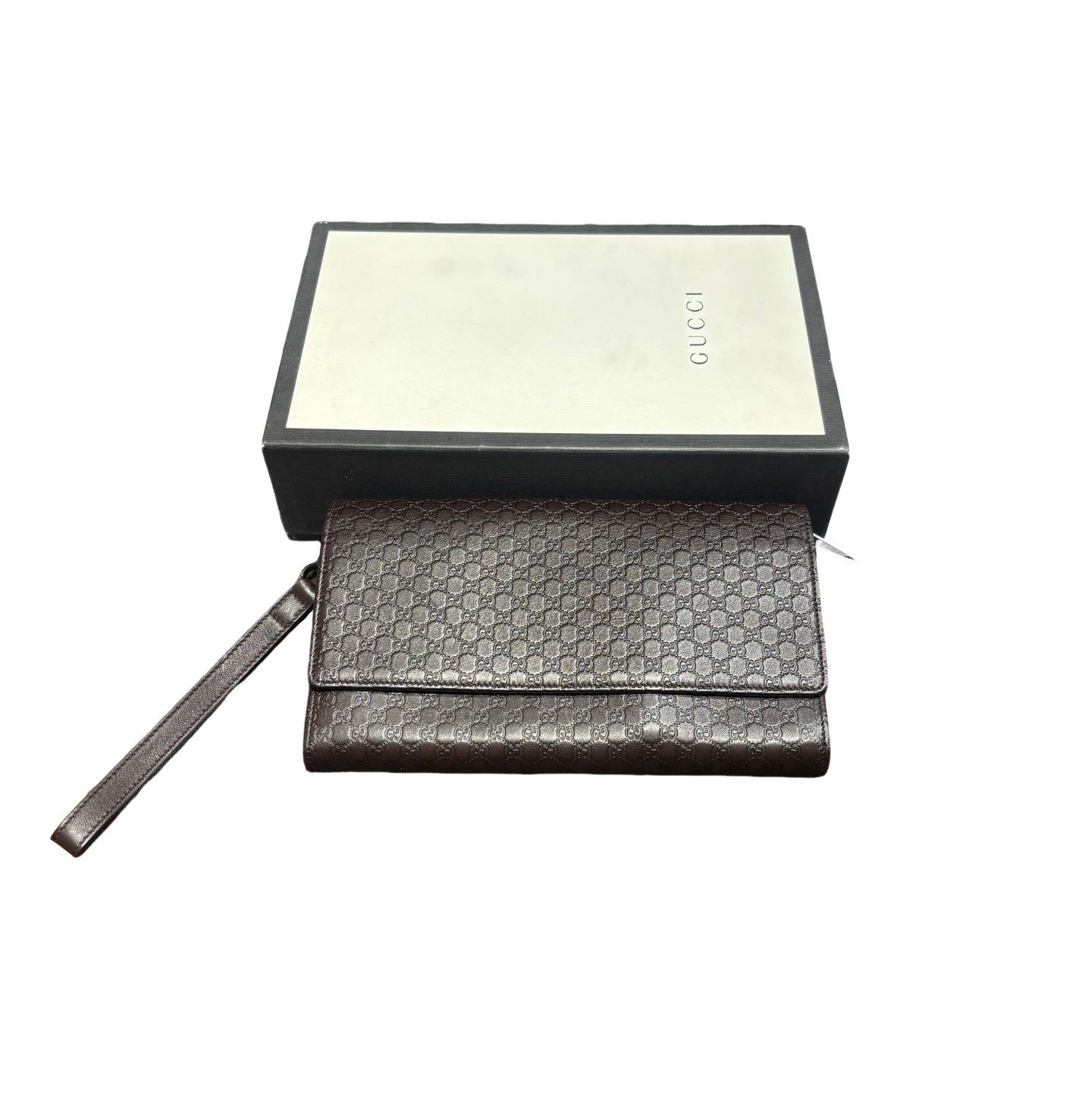 Gucci Ligne Shima Embossed Leather Clutch Bag in Brown, Men's