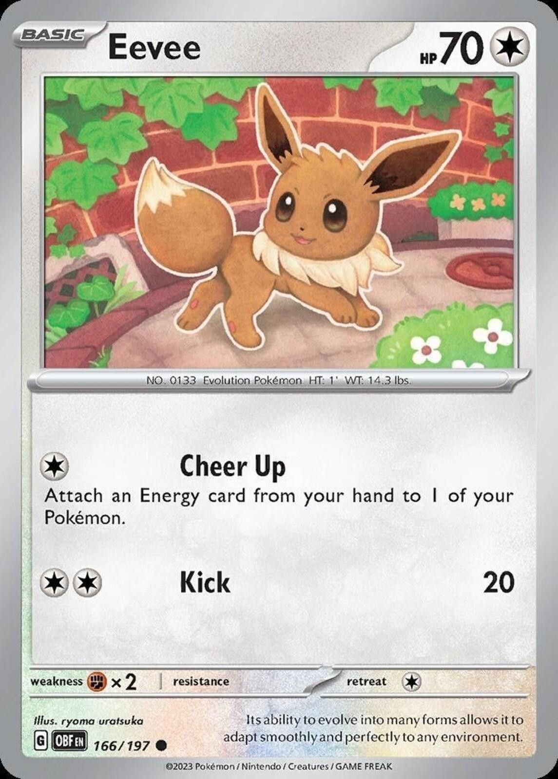 Pokemon Eevee 166/197 card from the Obsidian Flames set. Size ONE SIZE - 1 Thumbnail