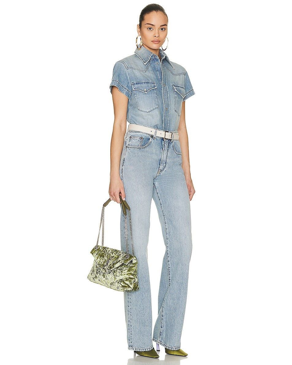 Saint Laurent Paris o1b1hav110225 Size:OS/ Puffer Small Velvet Bag Light Avocado Size ONE SIZE - 7 Thumbnail