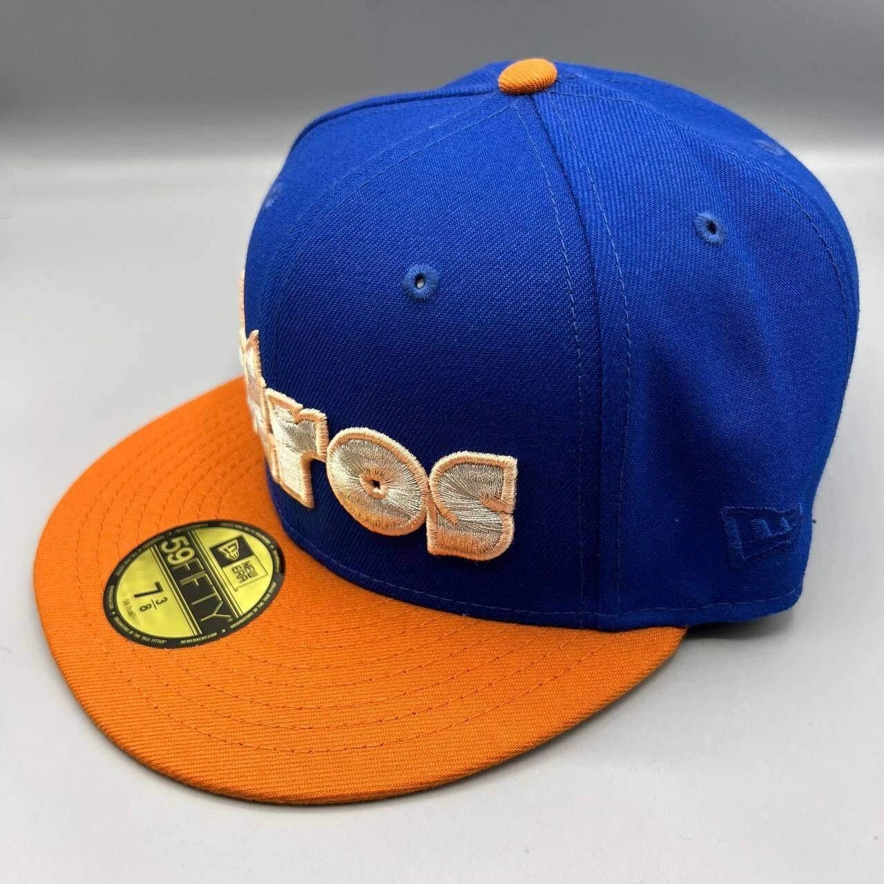 New Era Houston Astros Hat Men 7 3/8 Blue Orange MLB Fitted Cap Size ONE SIZE - 7 Thumbnail