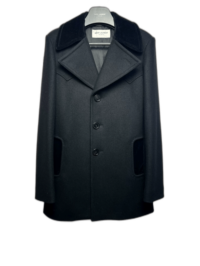 Saint Laurent Paris Saint Laurent Black Wool Blend Coat Jacket Size US L / EU 52-54 / 3 - 1 Thumbnail