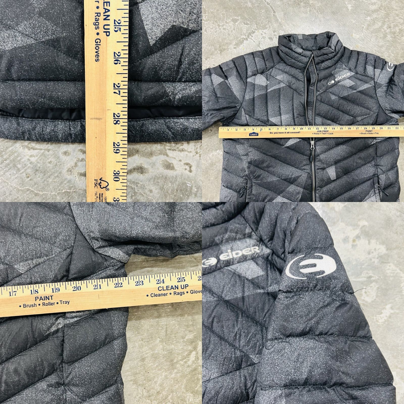 Vintage Eider Women Jacket XL Gray Black Slim Quilted Down Puffer Packable Size XL / US 12-14 / IT 48-50 - 8 Thumbnail