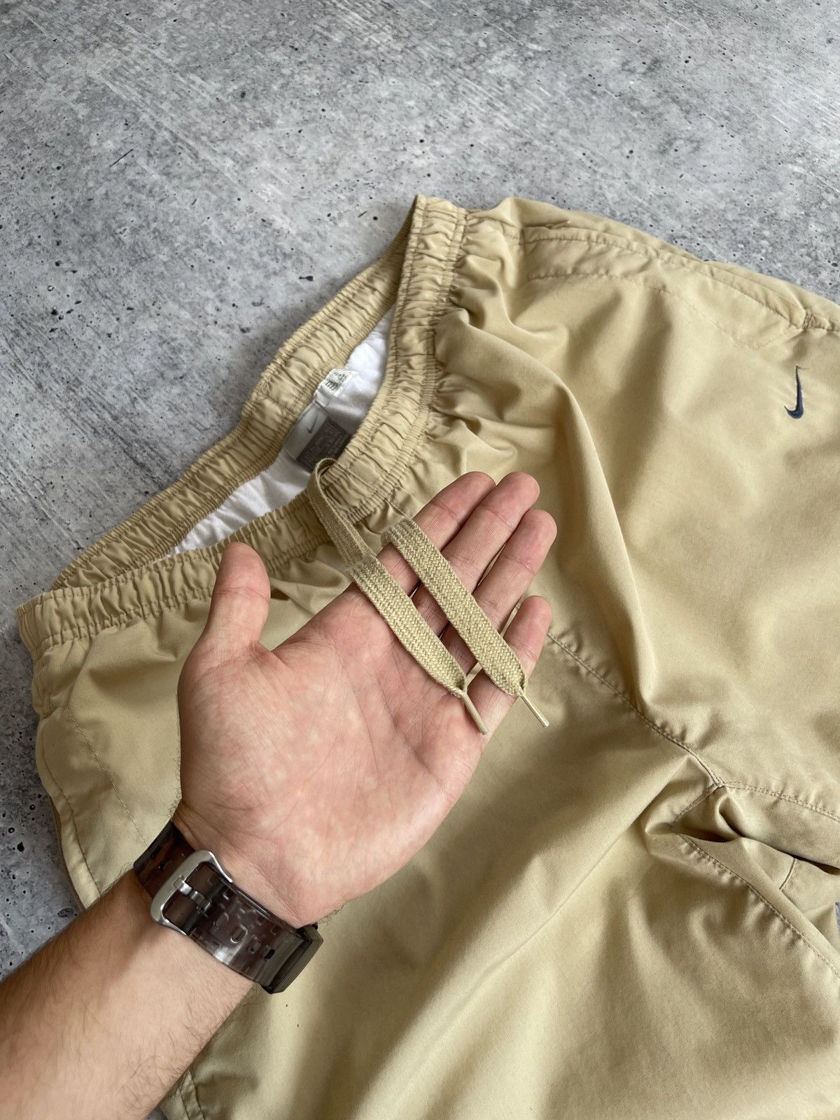 Nike × Vintage Vintage Nike 90s Track Pants Men’s L Beige Striped Baggy Y2K Size US 34 / EU 50 - 8 Thumbnail