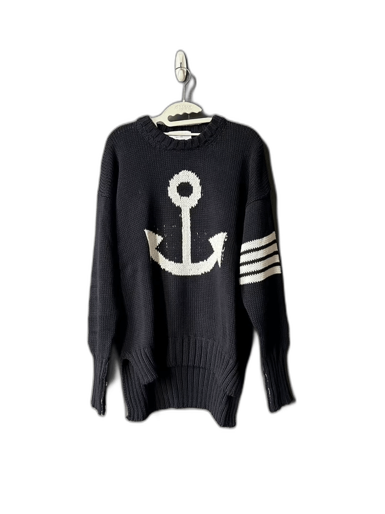 Thom Browne Thom Browne Navy Anchor Knitted Sweater Size S / US 4 / IT 40 - 1 Thumbnail