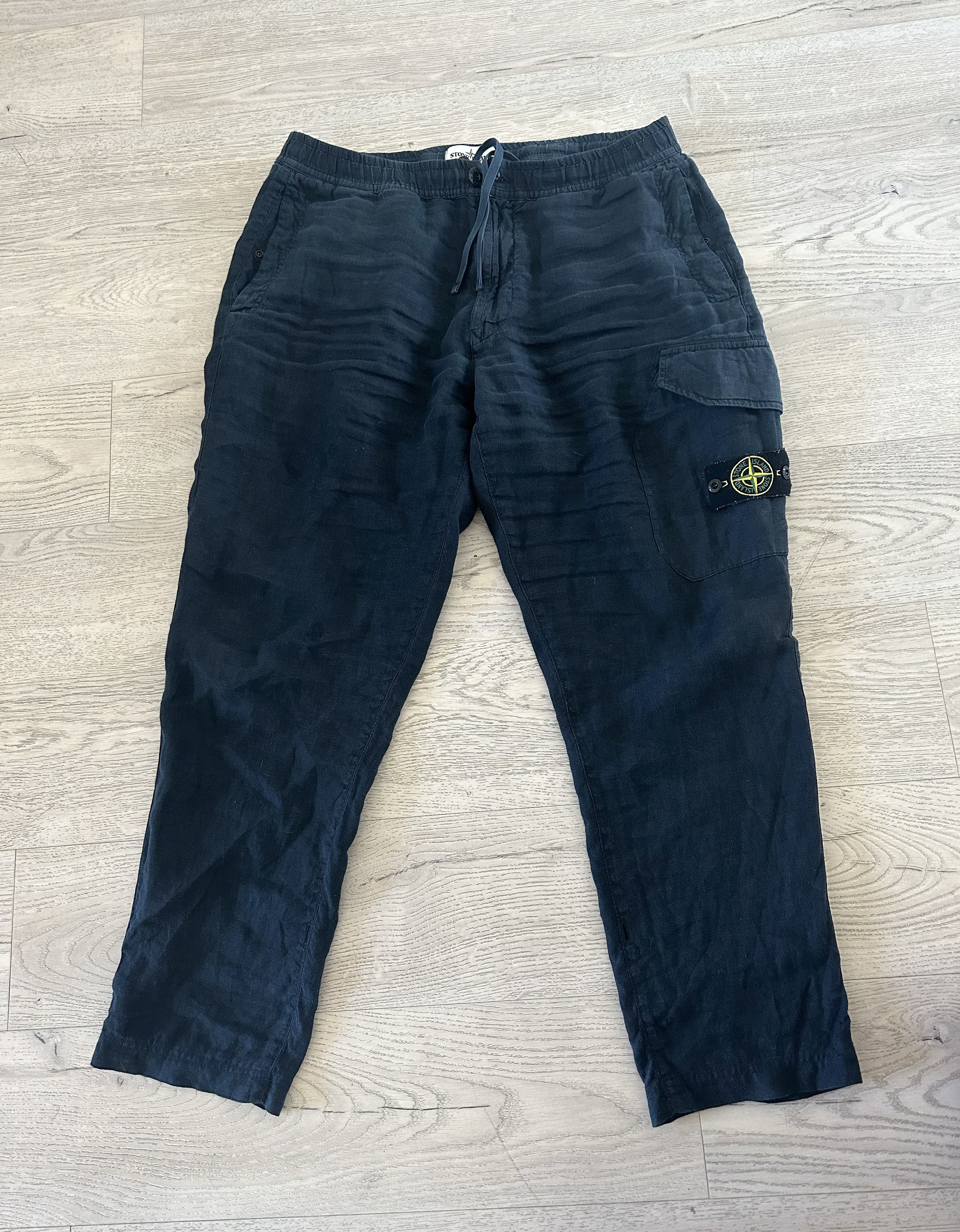 Stone Island 2022 Stone Island Navy Linen Cargo Pant | Grailed
