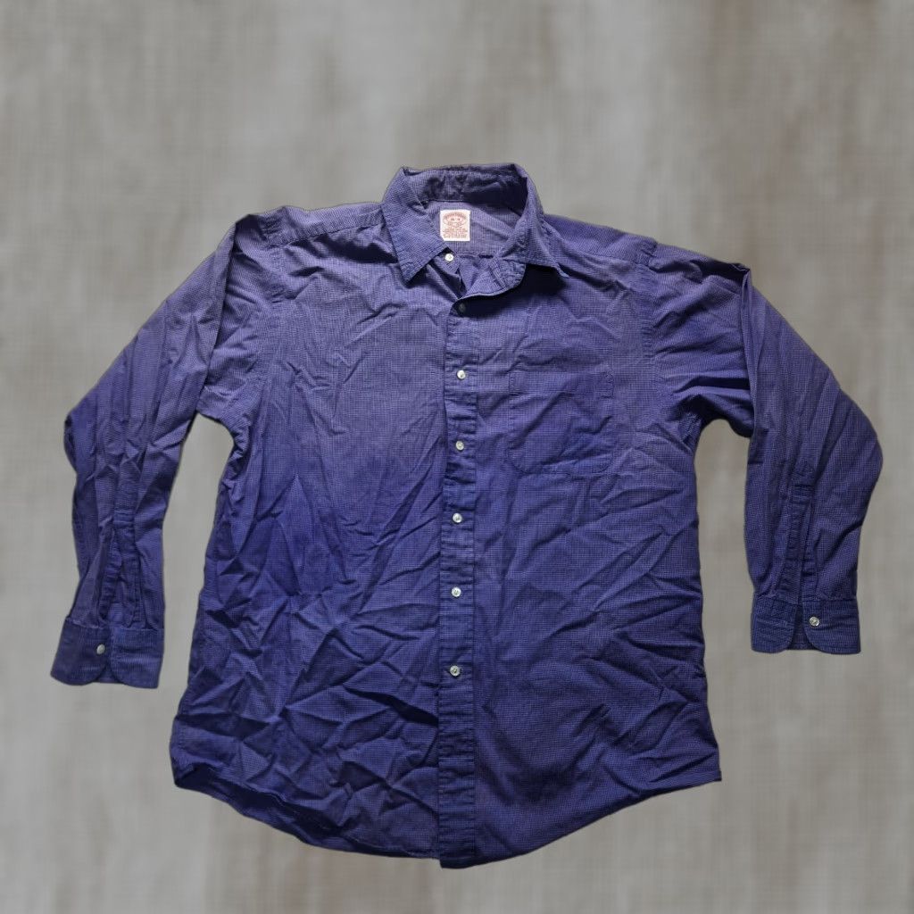 Brooks Brothers Brooks Brothers Button-Up Dress Shirt Solid Blue Long Sleeve Cotton Adult Men's Size 16 Non-Iron Size 42R - 1 Thumbnail