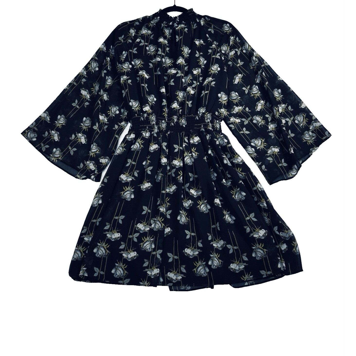 Other Rachel Roy Smocked Floral Mini Dress XL Black Sheer Flowy Size XL / US 12-14 / IT 48-50 - 8 Thumbnail