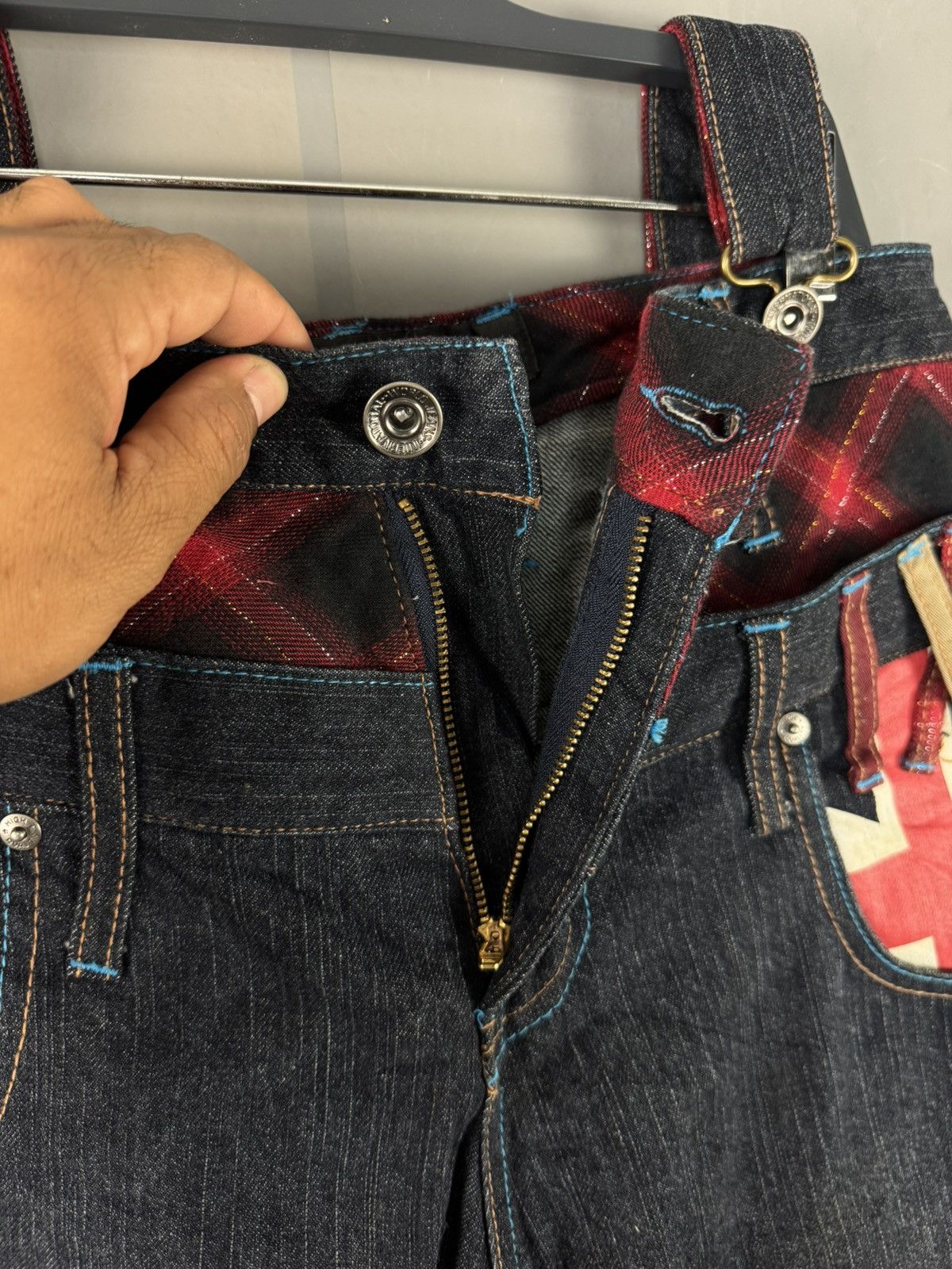 Japanese Brand JAPANESE DESIGN DOUBLE WAIST CURVED PUNK STYLE DENIM JEANS Size US 29 - 5 Thumbnail