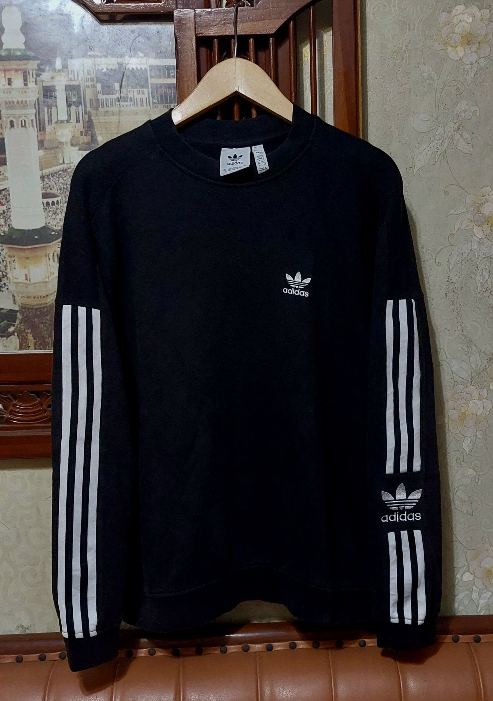 Adidas Crewneck Adidas Black Ringer 3 Stripes Size US XL / EU 56 / 4 - 2 Thumbnail