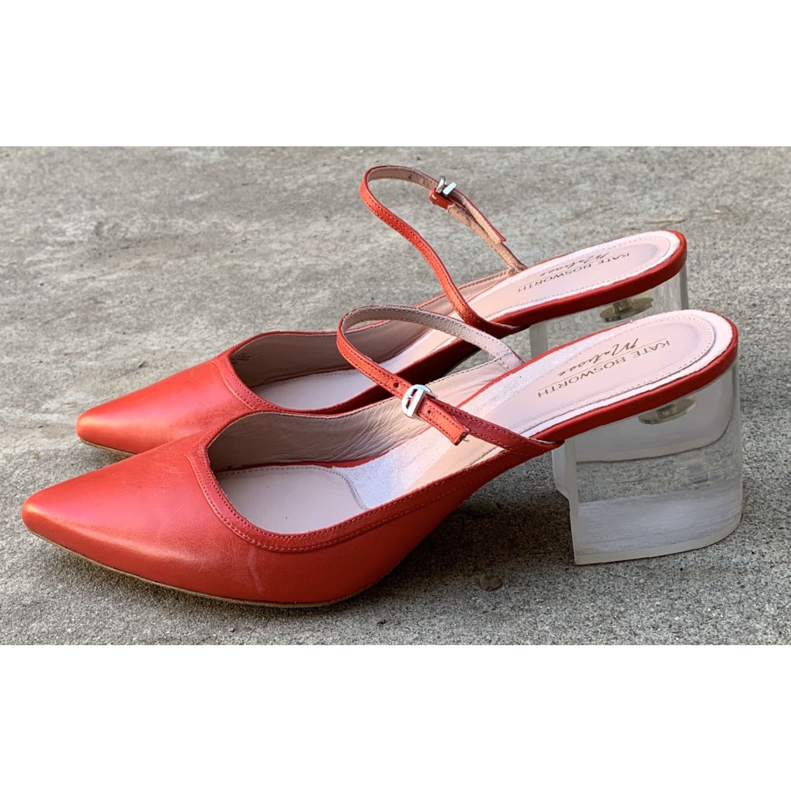 Matisse Kate Bosworth x Matisse Lois Pointed Toe Mary Jane Pump Red Lucite Heel 8.5 M Womens Pump Size US 9 / IT 39 - 3 Thumbnail