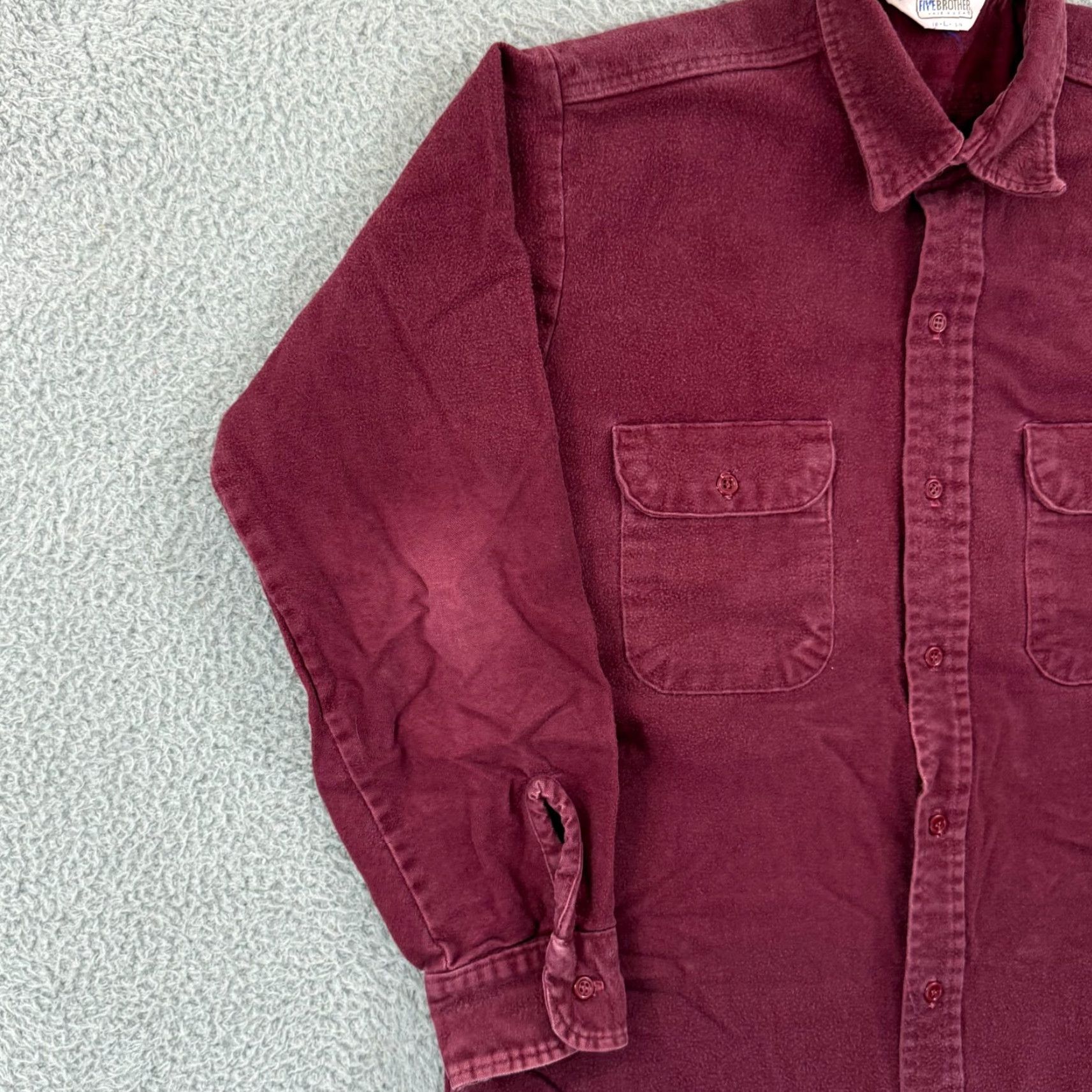 Vintage VINTAGE Five Brother Shirt Mens L Red Long Sleeve 90s Chamois Button Pockets Size US L / EU 52-54 / 3 - 5 Thumbnail