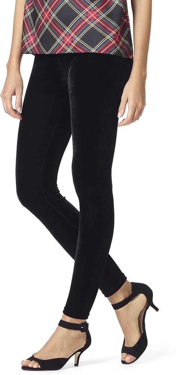 Other HUE U23362 Velvet Velour High Rise Leggings Black ( S ) Size 28" / US 6 / IT 42 - 1 Thumbnail