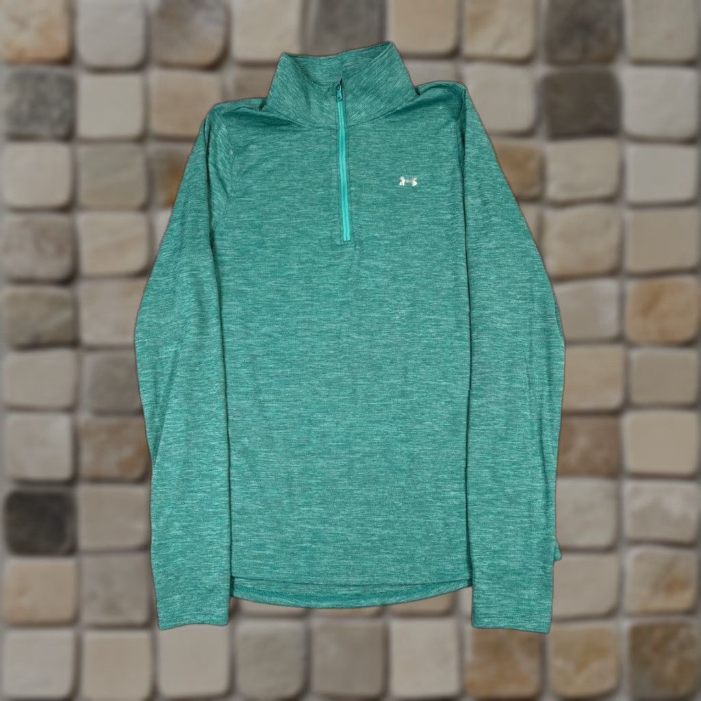 Under Armour Under Armour Sweatshirt Womens M Green Heatgear Quarter Zip Mock Neck Pullover Activewear Logo Workout Jacket (Note: Ensure length within 200 chars) Size M / US 6-8 / IT 42-44 - 1 Thumbnail