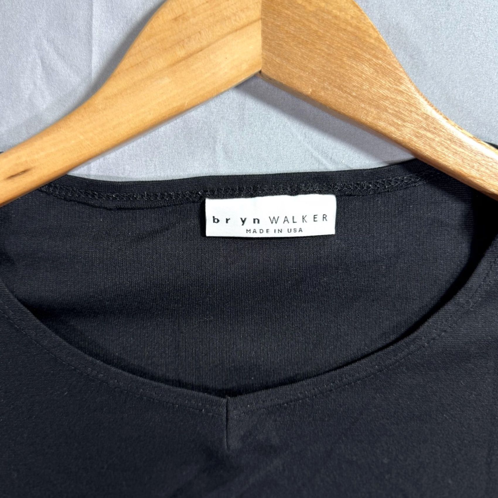Vintage Bryn Walker Shirt Womens Small Black 3/4 Sleeve Crew Neck Basic Made In USA Size S / US 4 / IT 40 - 3 Thumbnail