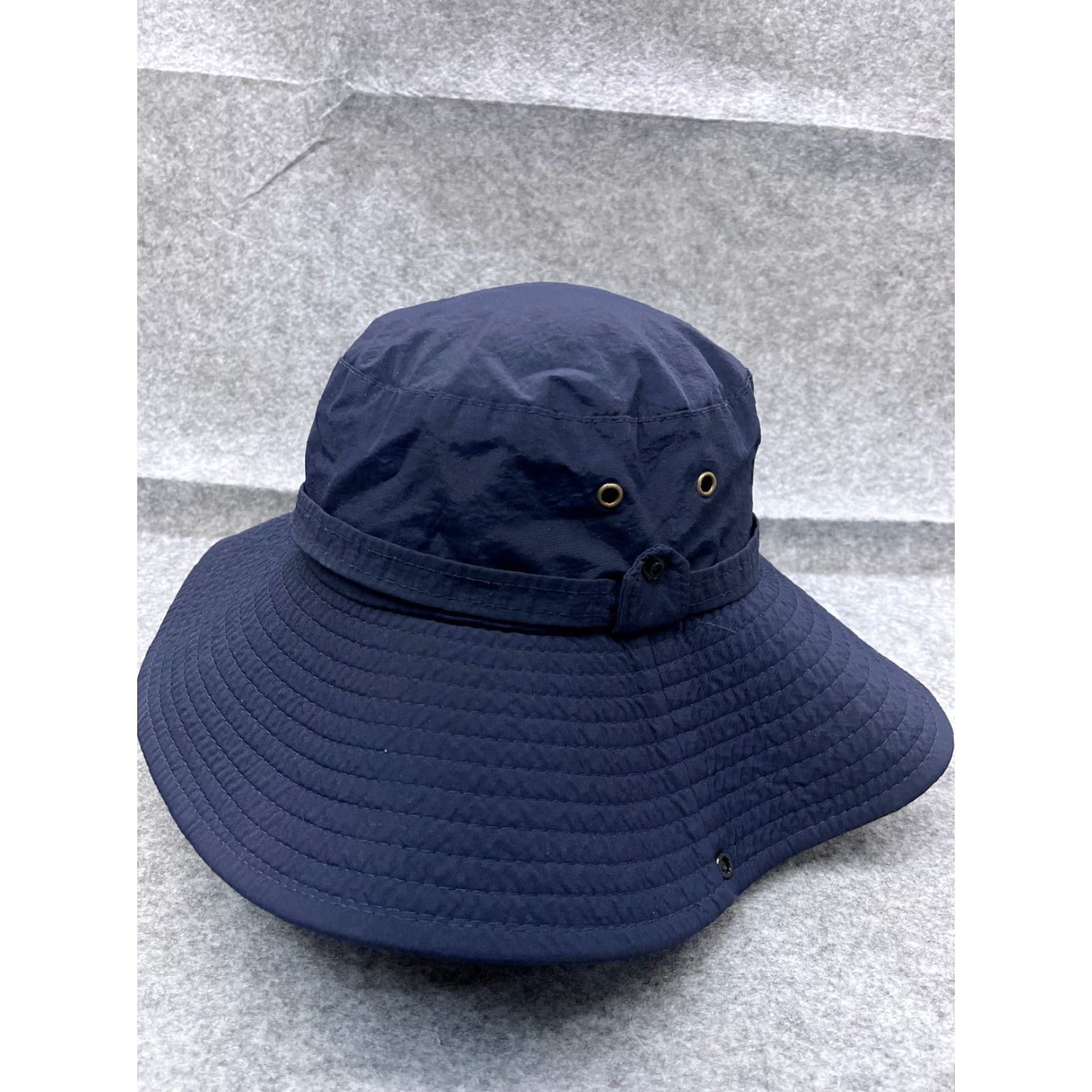 Vintage Blue Nylon Sun Bucket Hat Cap - One Size - Unisex Adults - Lightweight Beach Outdoors Hat Size ONE SIZE - 4 Thumbnail