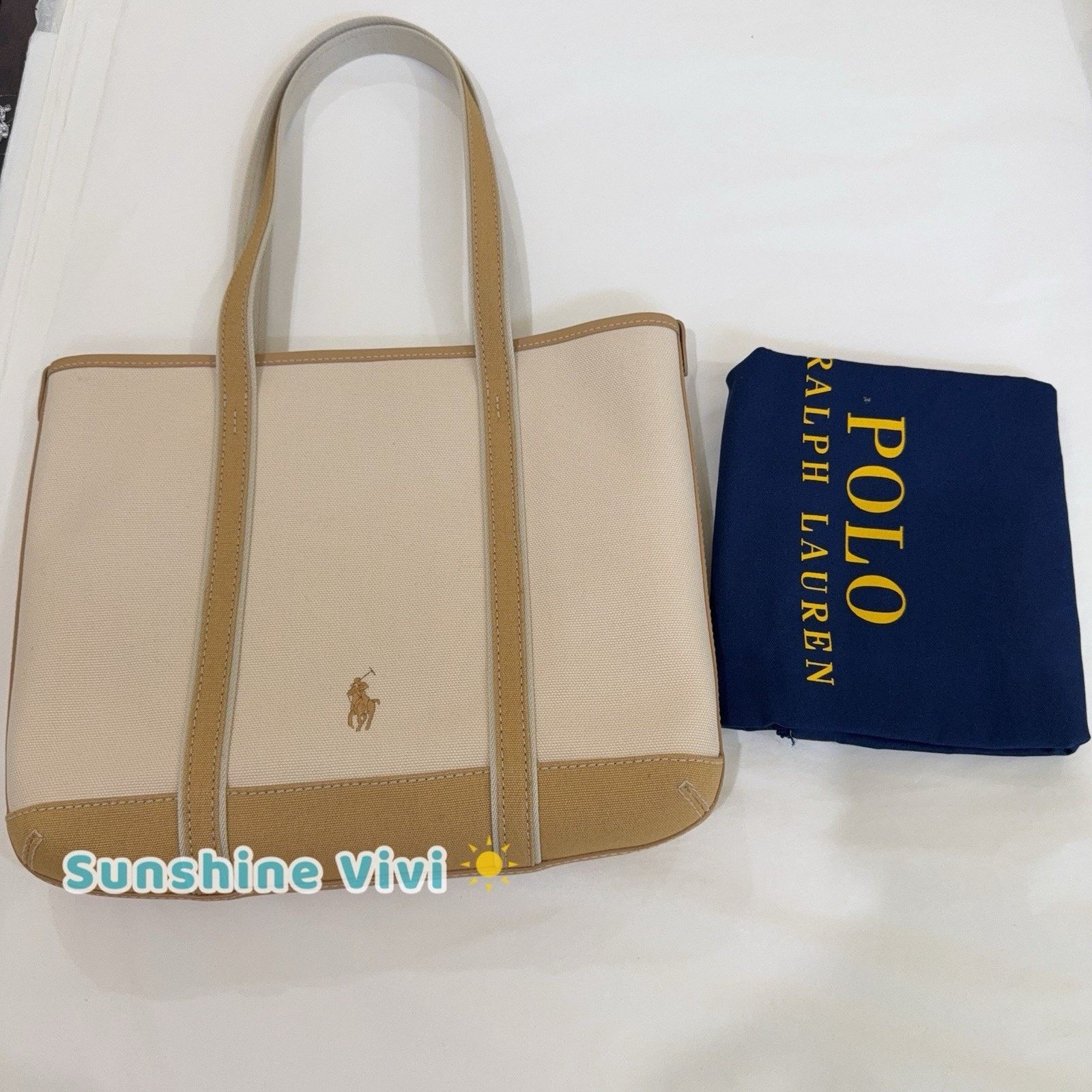 Ralph Lauren NWT POLO Ralph Lauren Small Polo Bear Tote Bag Tan Cotton Size ONE SIZE - 3 Thumbnail