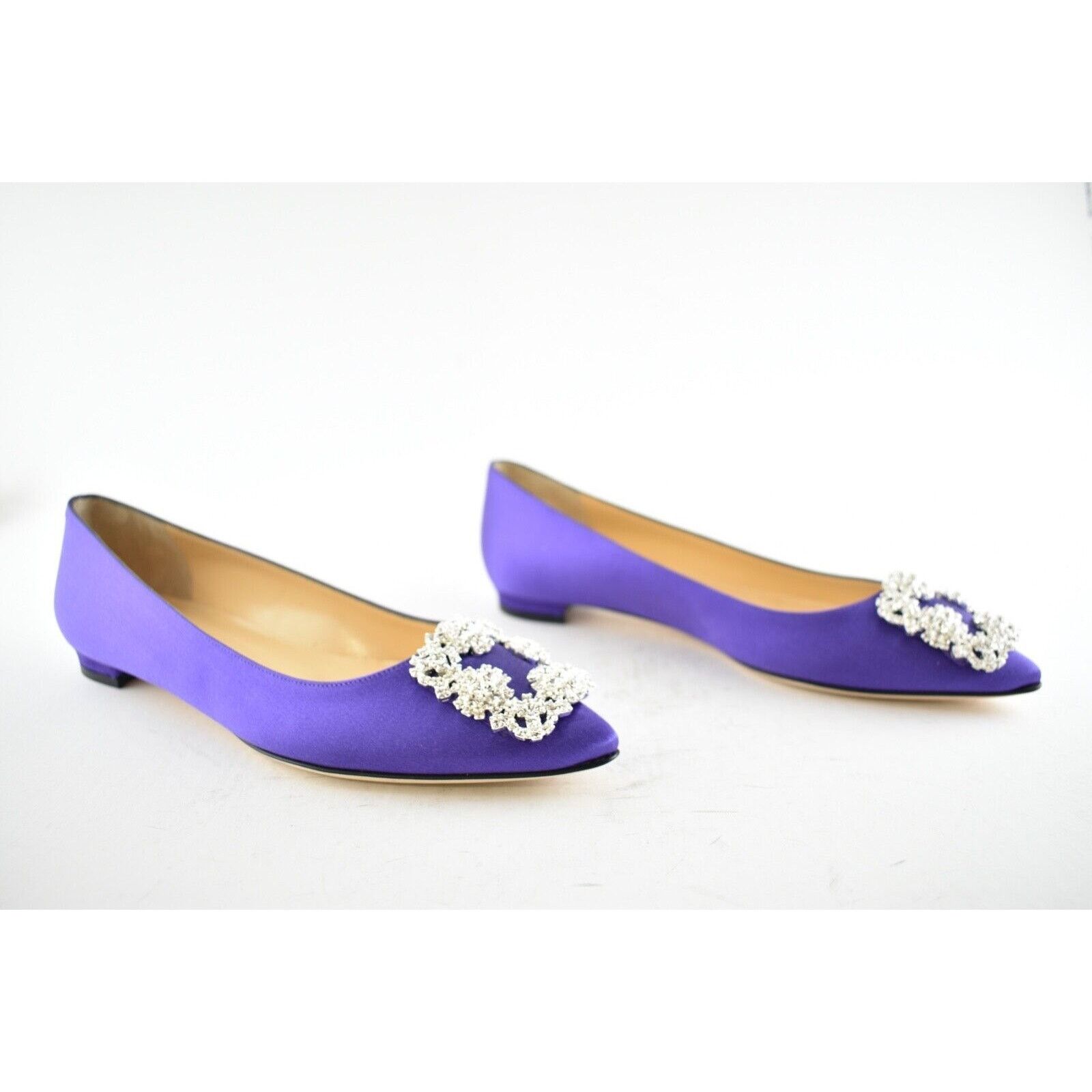 Manolo Blahnik Hangisi Satin Jewel Buckle Ballerina Ballet Flat 37 Size US 7 / IT 37 - 2 Thumbnail