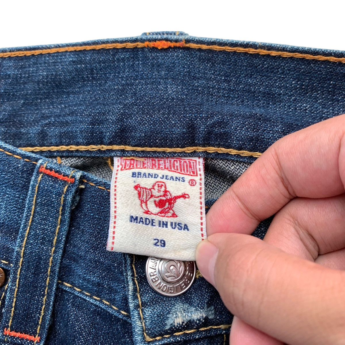True Religion True Religion Billy Disstressed Blue Wash Flared Jeans Size US 29 - 9 Thumbnail