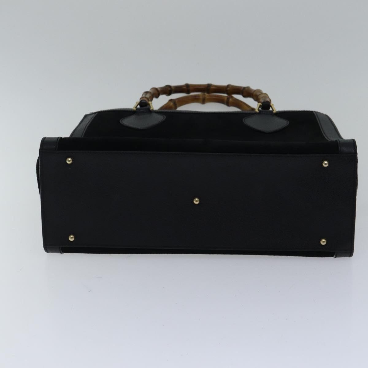 Gucci GUCCI Bamboo Hand Bag Suede Leather Black Gold 002 1186 002 Size ONE SIZE - 9 Thumbnail