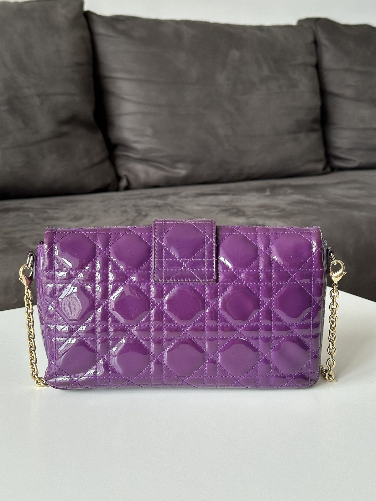 Dior Cannage Miss Dior Purple Quilted Patent Promenade Pouch