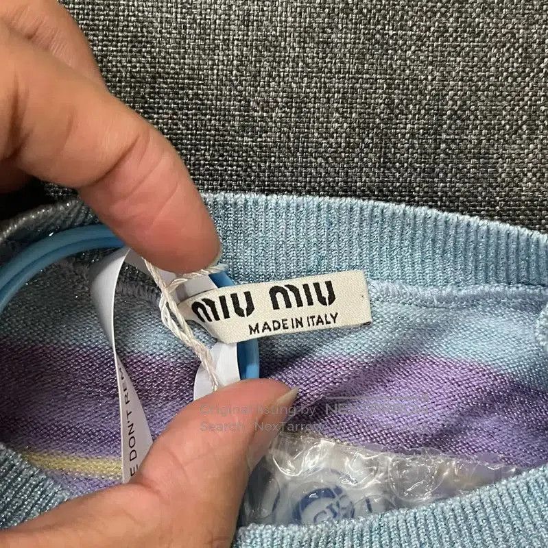 Miu Miu Miu Miu Blue Silk Pullover Sweater . Size S / US 4 / IT 40 - 3 Thumbnail