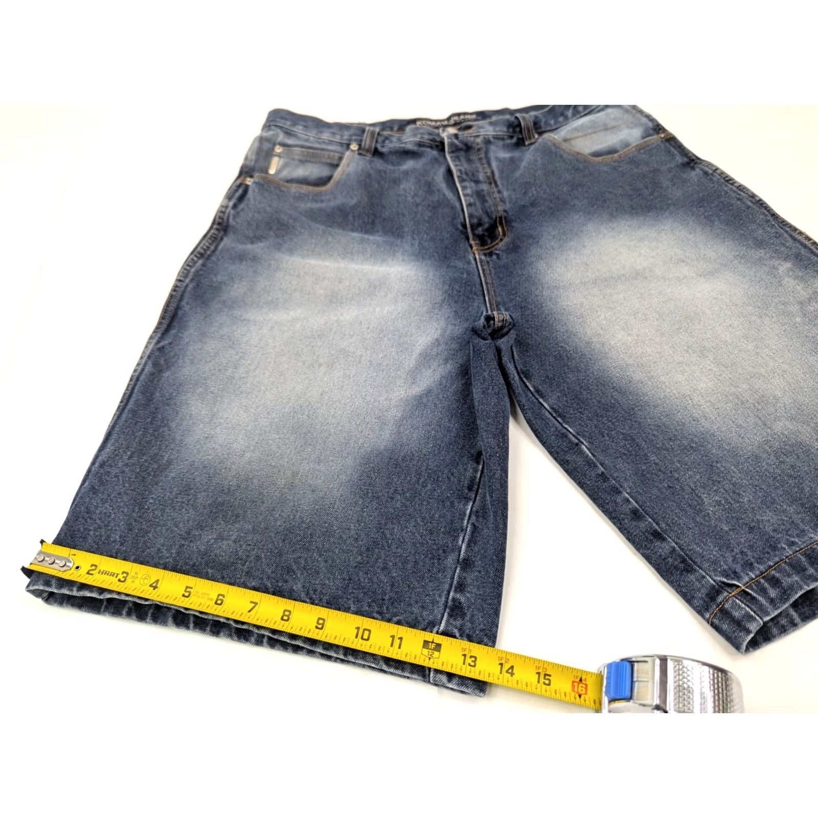 Denime KOMAN Baggy Denim Shorts 38x13 Men Blue Cotton Hip Hop Vintage Vtg Baggy Straight Front Zip Button Pockets 13 Inseam 38 Waist Size US 38 / EU 54 - 3 Thumbnail