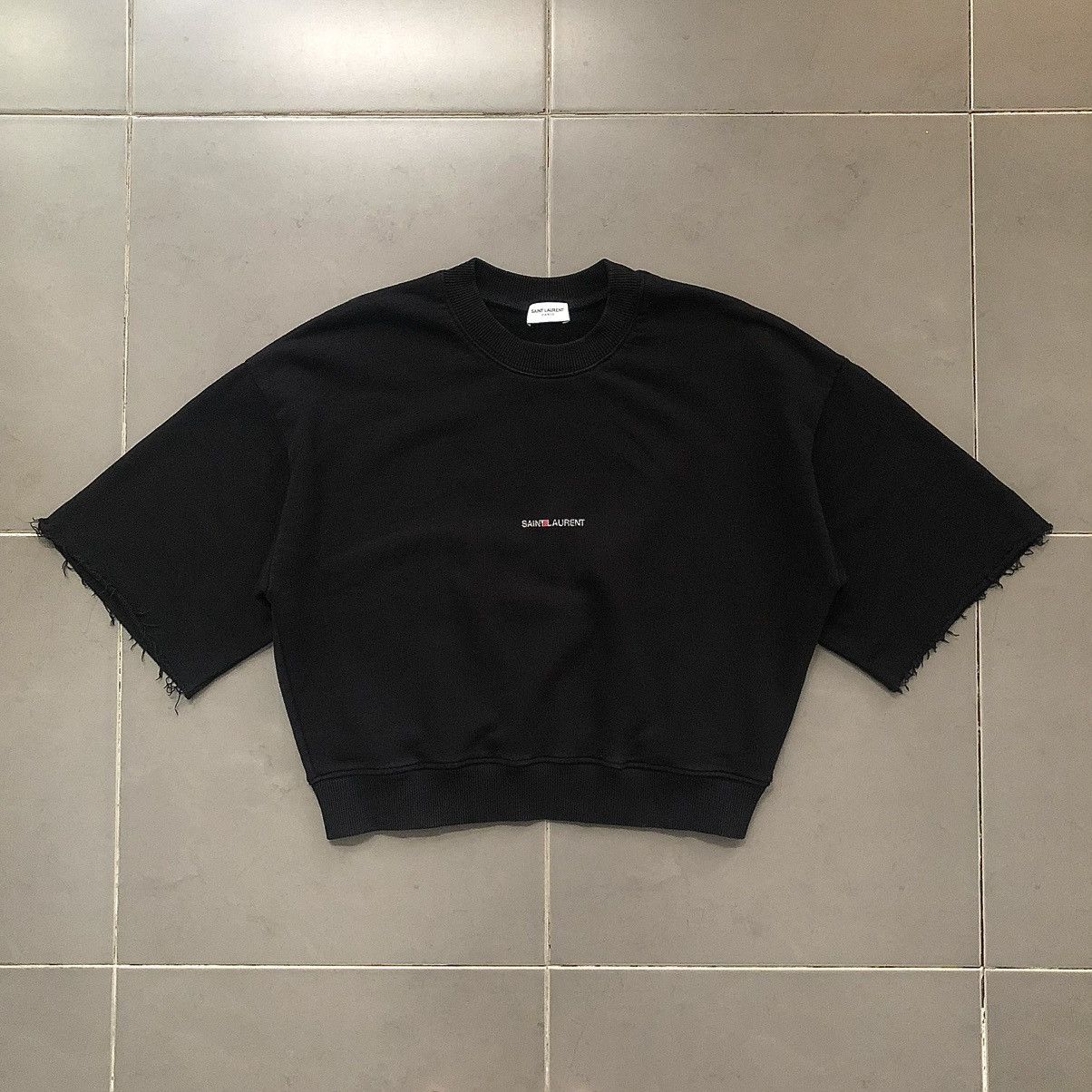 Saint Laurent Paris Saint Laurent Cropped Short Sleeve Logo Sweatshirt Size M / US 6-8 / IT 42-44 - 1 Thumbnail