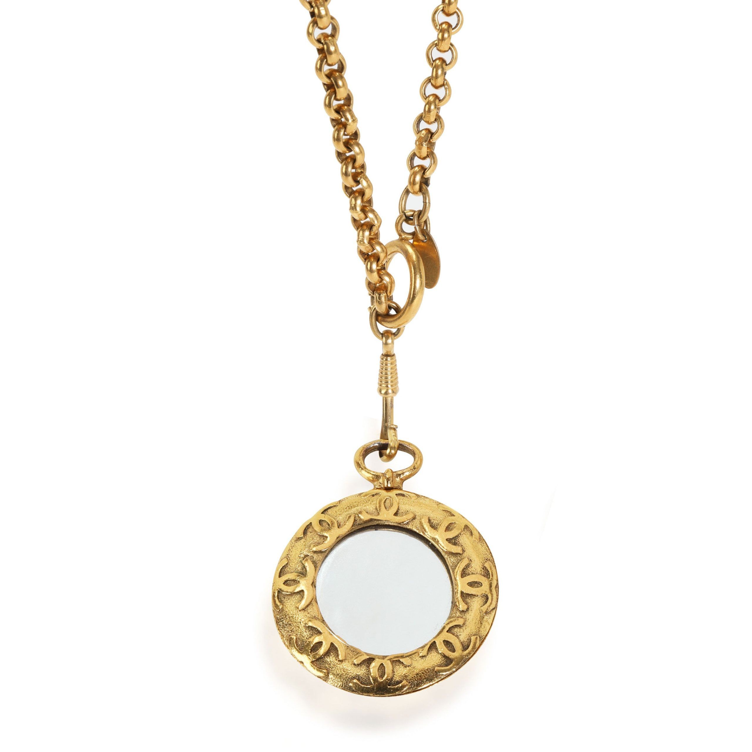 image of Chanel Mirror Cc Necklace in Silver, Women's