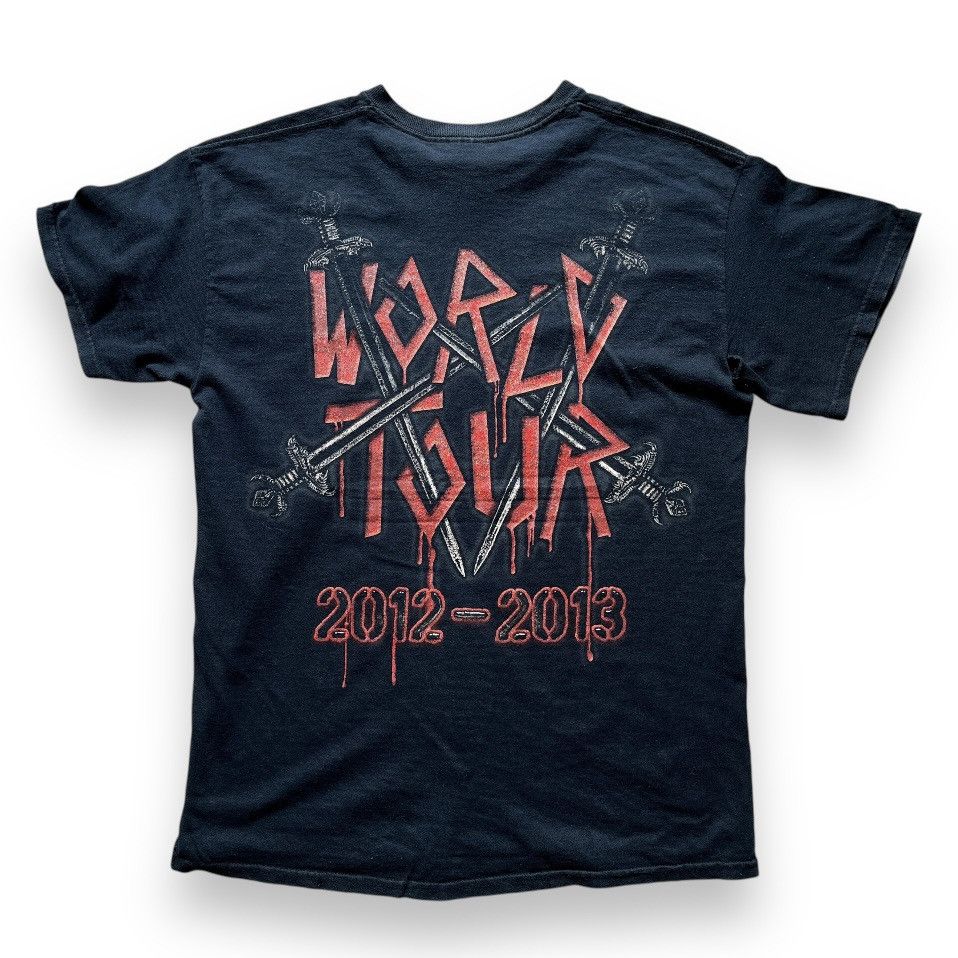 Slayer × Vintage Slayer World Tour 2012-2013 Full Printed Rock TShirt Size US M / EU 48-50 / 2 - 2 Thumbnail