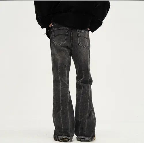 Jean × Vintage Faded Black Ripped Flare jeans Size US 32 / EU 48 - 4 Thumbnail