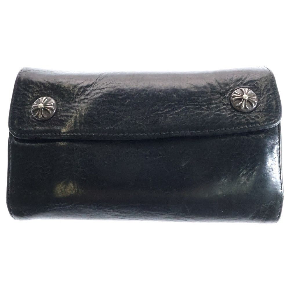 Chrome Hearts Wave Black Leather Wallet BCA374