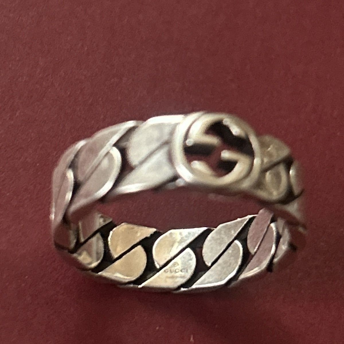 Gucci Gucci Wide Ring w Interlocking G Sterling Silver Chain AG925 Size ONE SIZE - 4 Thumbnail