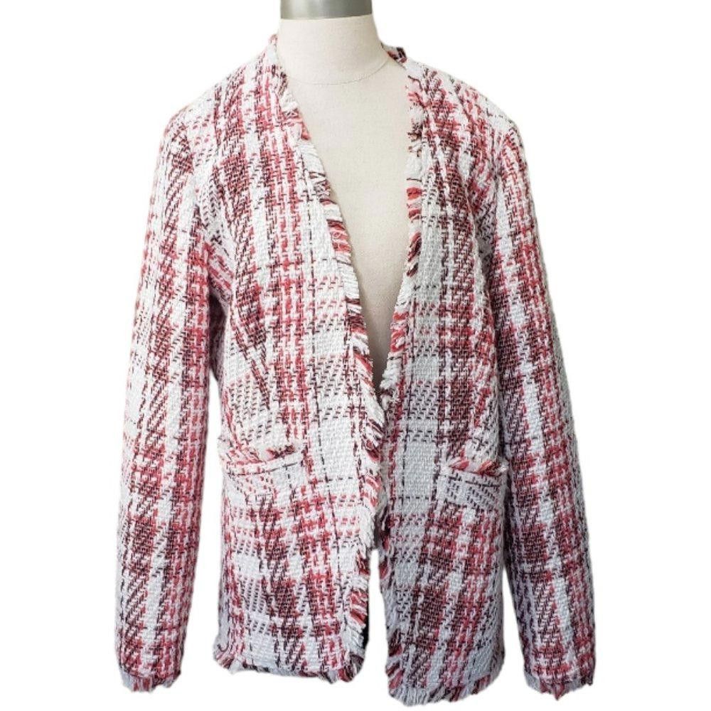Designer CT1106 Halogen Ladies Fringed Open Blazer with Pockets Size M / US 6-8 / IT 42-44 - 1 Thumbnail