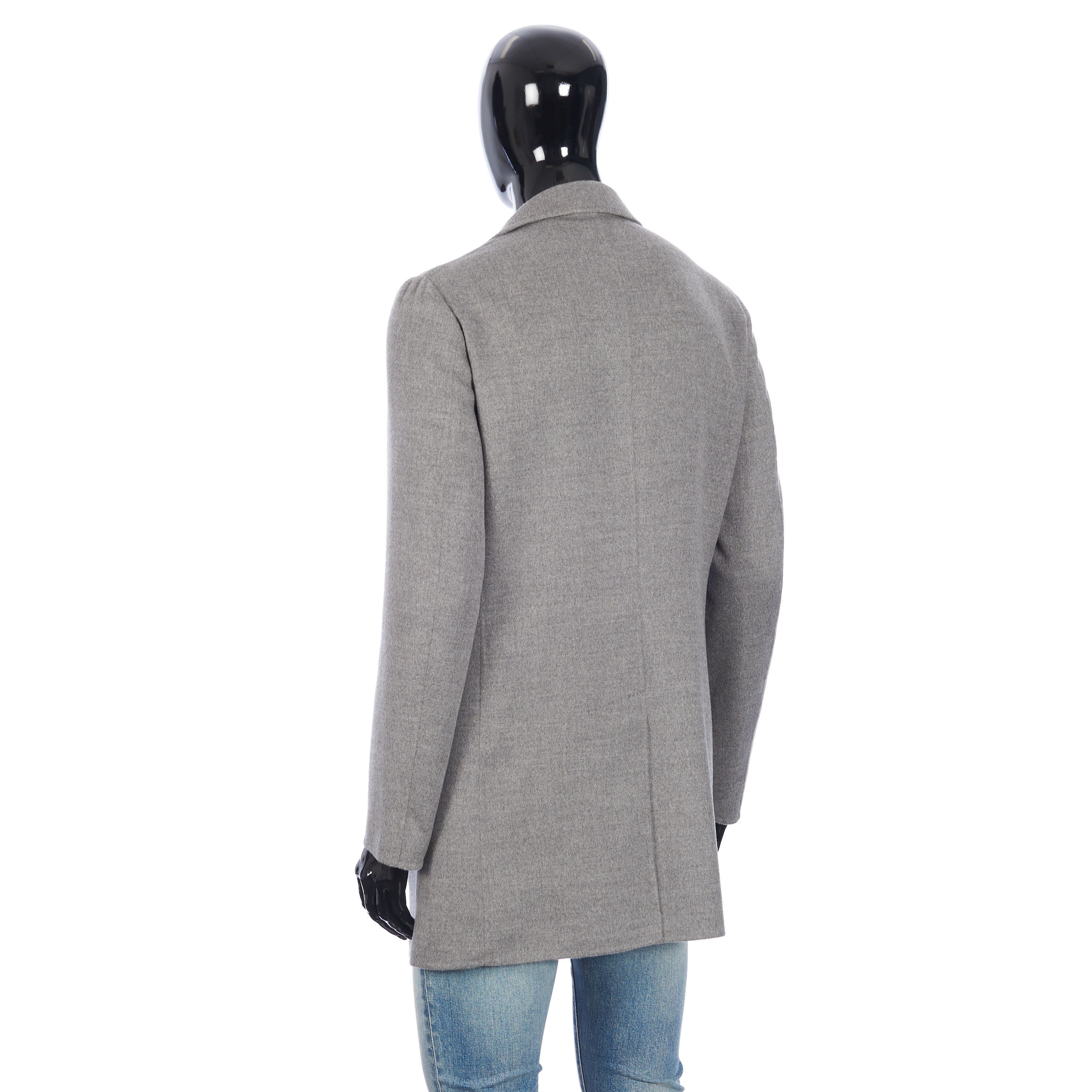 Single-Breasted Coat In Grey Double-Faced Cashmere