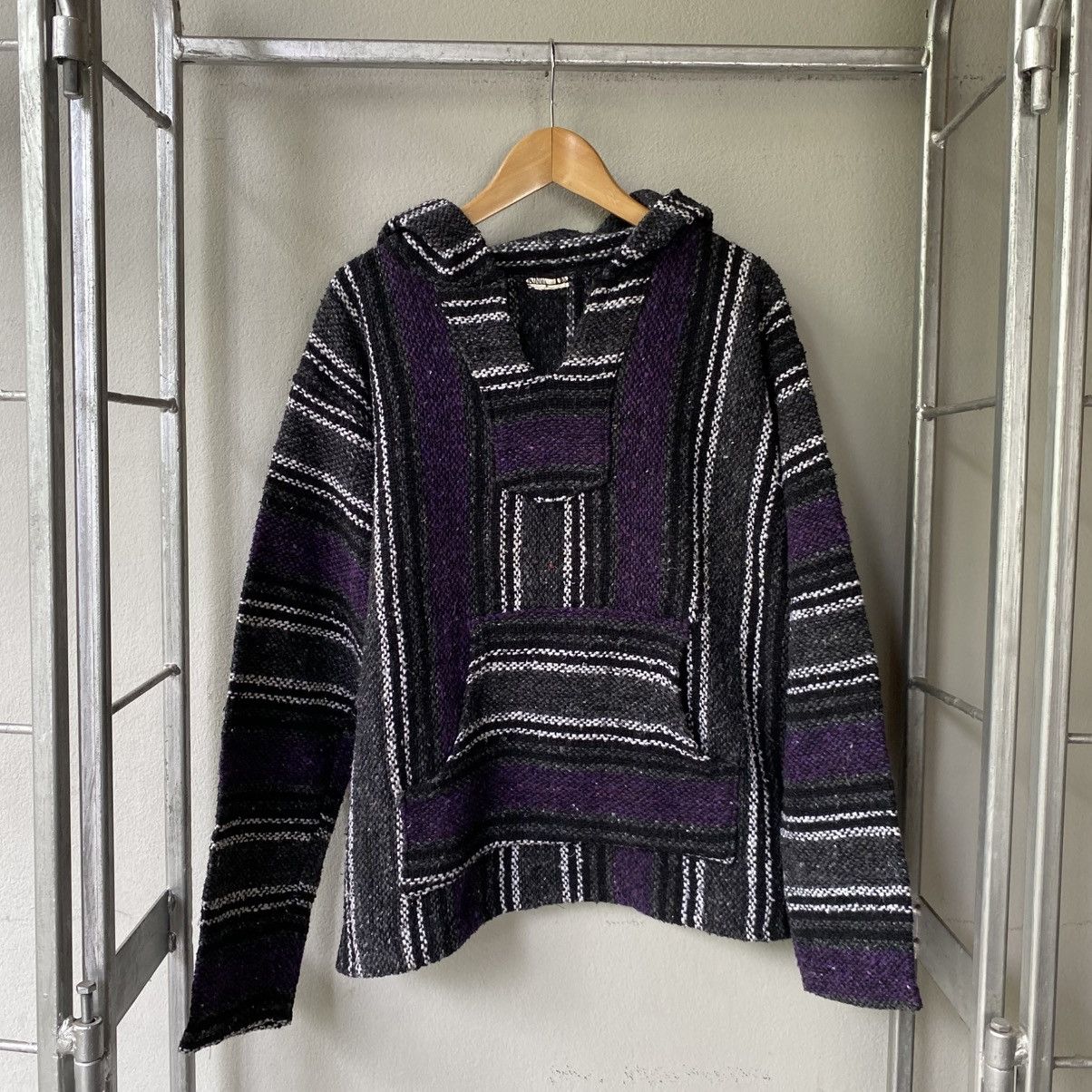 Vintage Black & Purple Striped Baja Hoodie Size US M / EU 48-50 / 2 - 1 Thumbnail