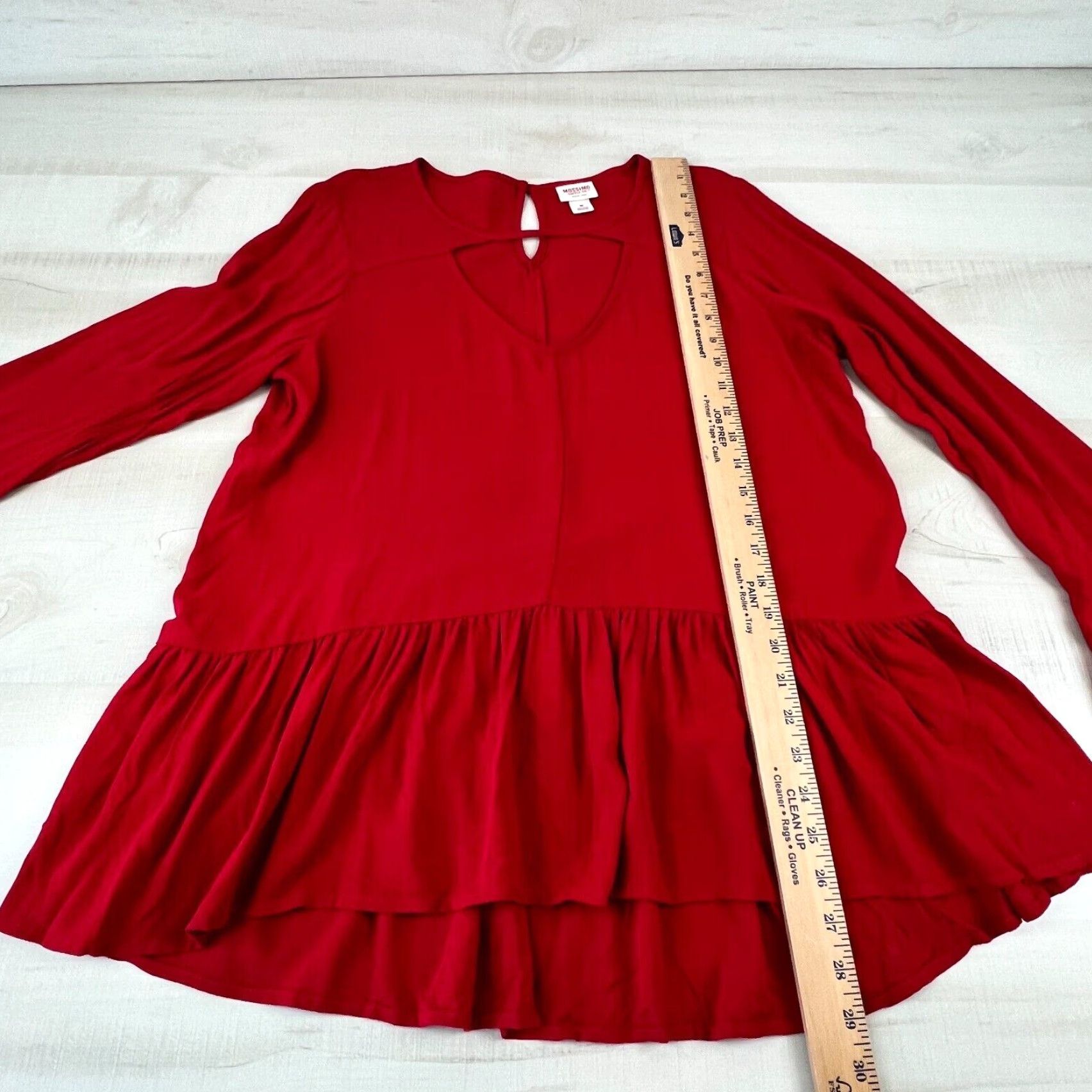 Mossimo Mossimo Women's Red Bell Sleeve Blouse Top Medium Long Sleeve Size M / US 6-8 / IT 42-44 - 5 Thumbnail