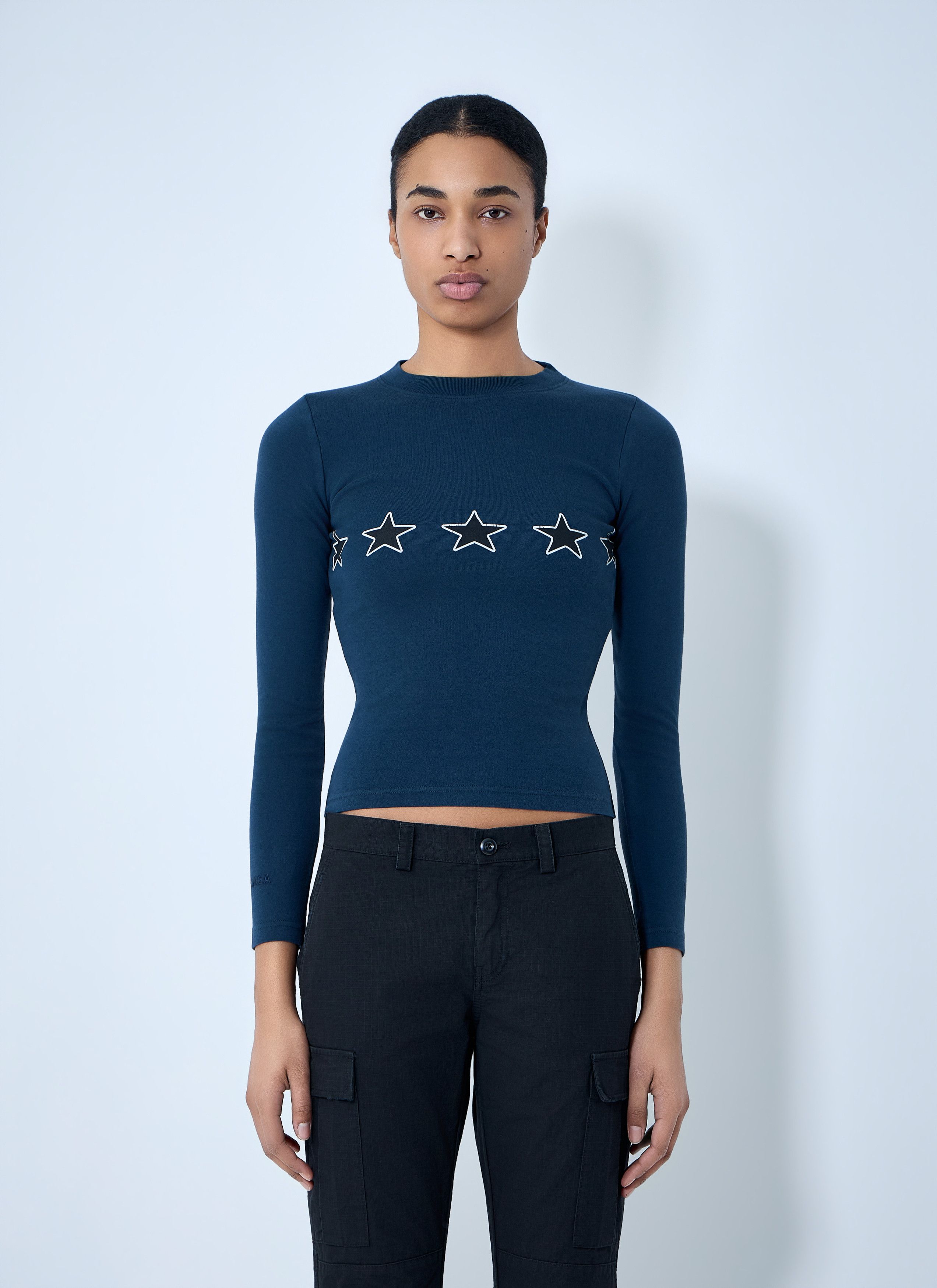 Balenciaga Star Embroidered Ribbed Top Size L / US 10 / IT 46 - 1 Thumbnail