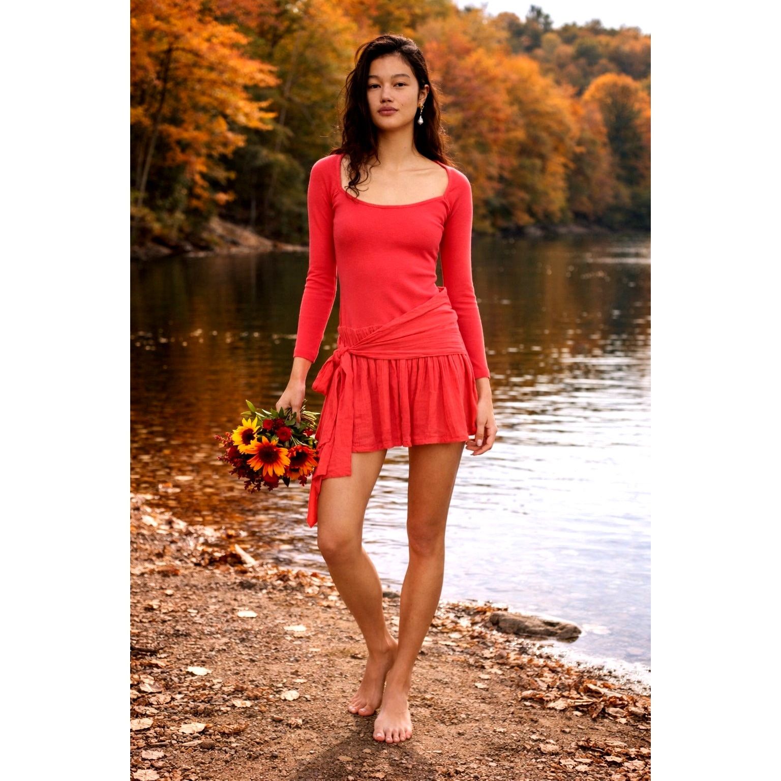 Free People Free People Lexi Drop Waist Mini Dress High Risk Red M Size M / US 6-8 / IT 42-44 - 1 Thumbnail