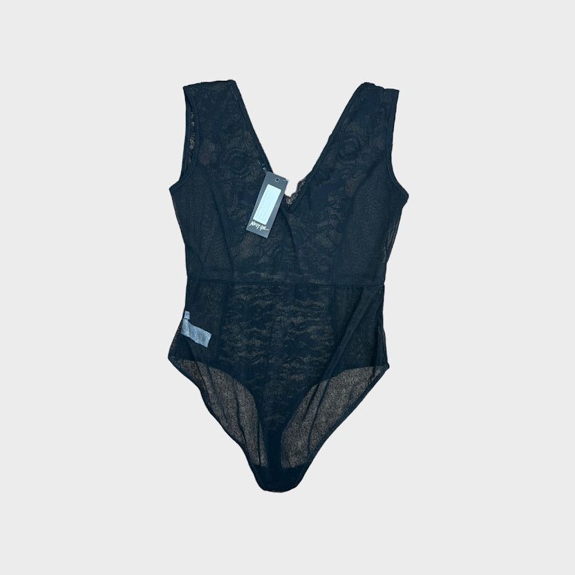 Nasty Gal Nasty Gal | Lace & Mesh Mix Plunge Bodysuit | Large NWT Size L / US 10 / IT 46 - 2 Thumbnail