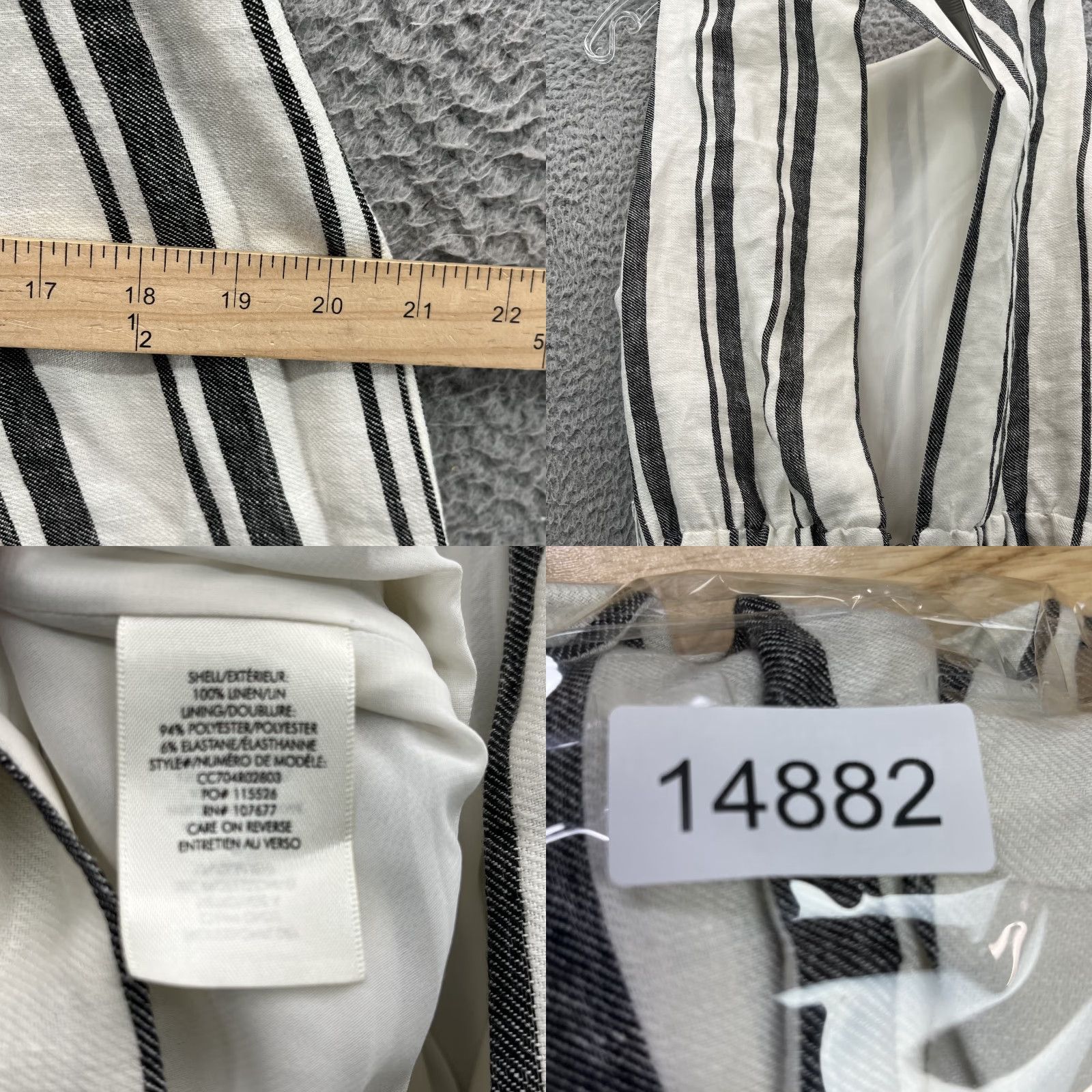 Old Navy Alice + Olivia 100% Linen Jumpsuit Womens Medium Stripe Cocktail 90s Chic Travel Vintage No - Size 32" / US 10 / IT 46 - 8 Thumbnail