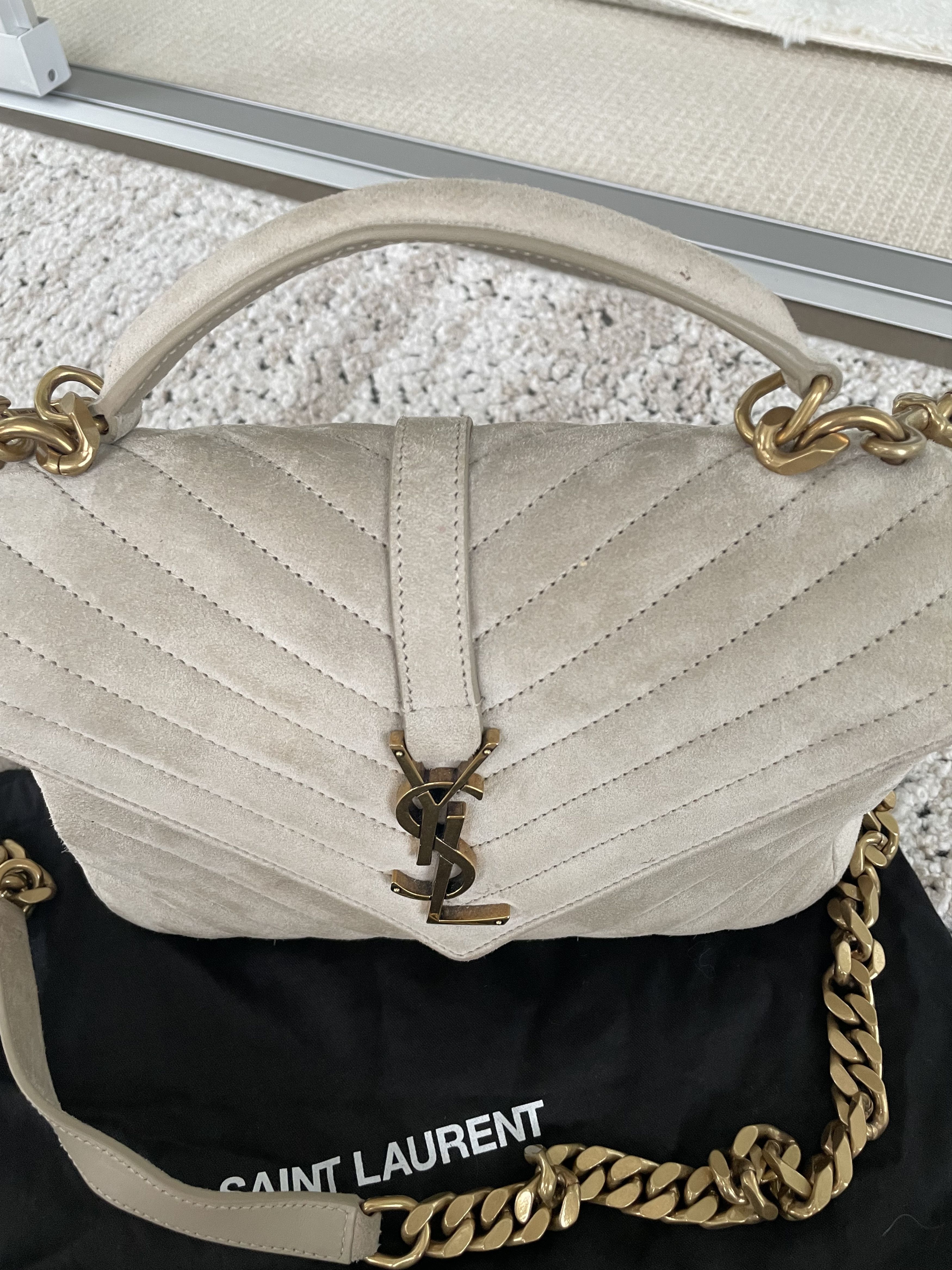 Yves Saint Laurent YSL COLLEGE MEDIUM IN QUILTED SUEDE Size ONE SIZE - 2 Thumbnail