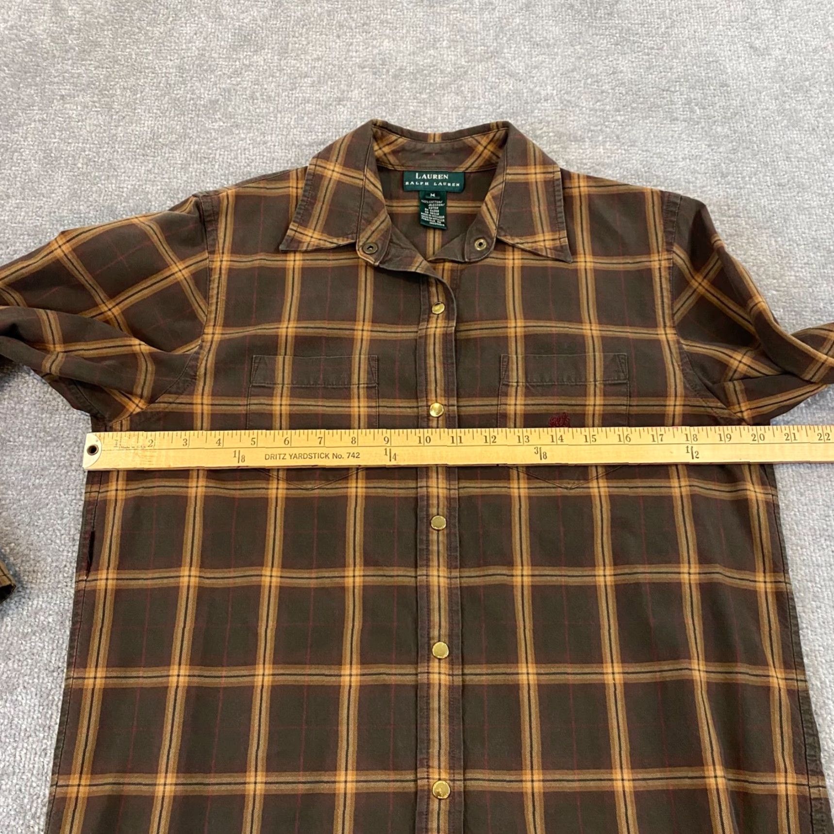 Ralph Lauren VINTAGE Ralph Lauren Shirt Womens Medium Brown Plaid Long Sleeve Button-Up Casual Outdoors Size M / US 6-8 / IT 42-44 - 6 Thumbnail