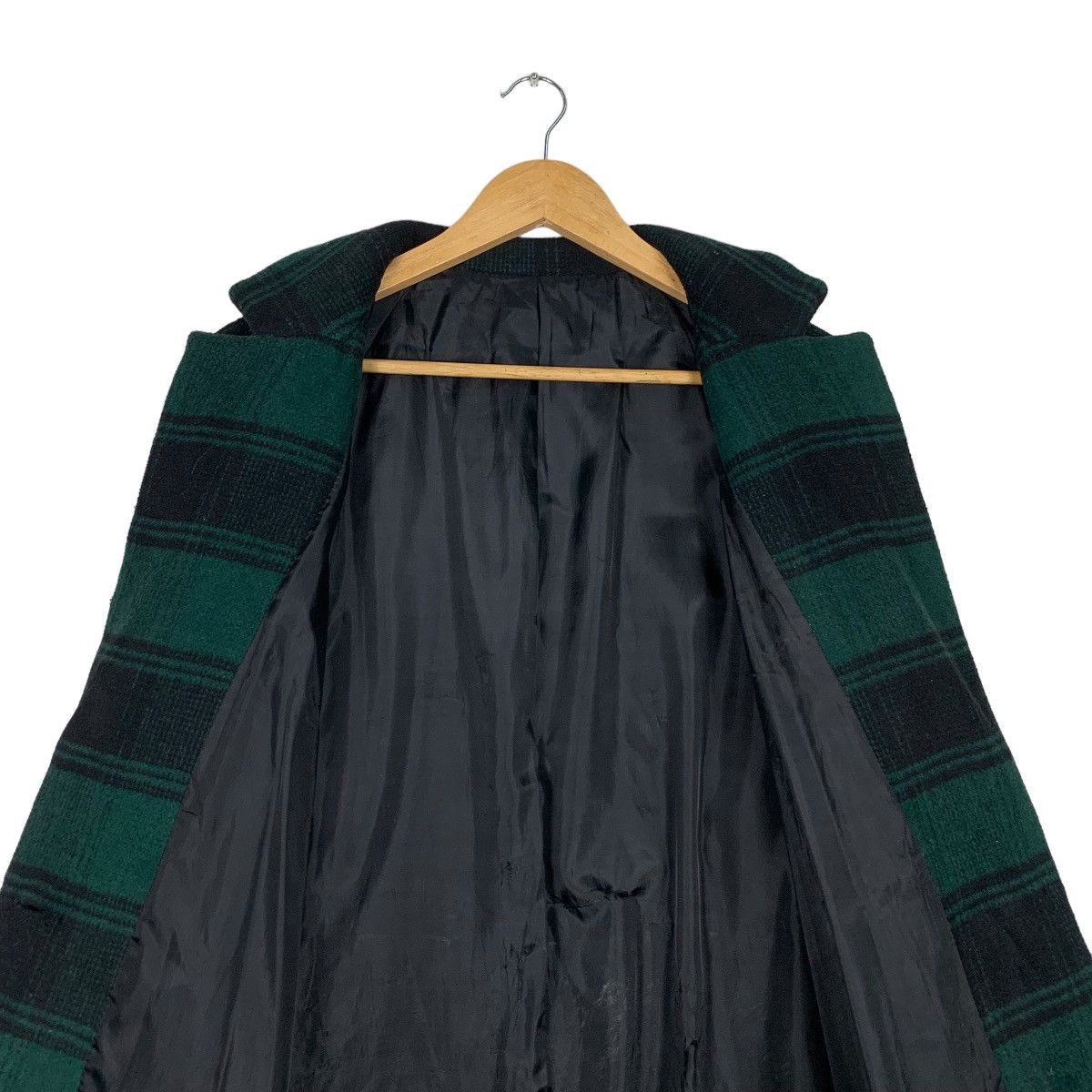 Japanese Brand WORLD WIDE LOVE Green Black Checked Wool Long Coat #1130-C52 Size S / US 4 / IT 40 - 13 Thumbnail