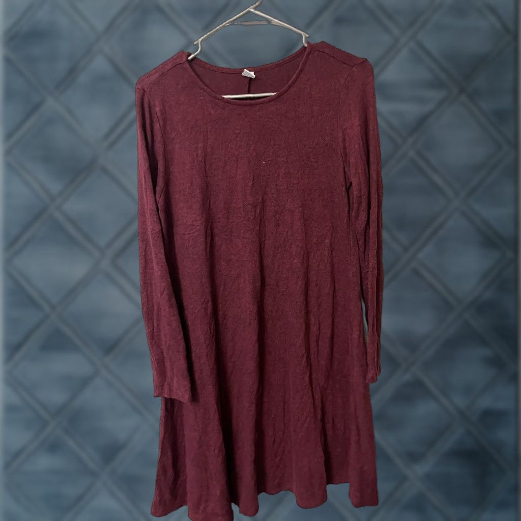 Old Navy Old Navy Knit Shift Dress Small Maroon Long Sleeve Size S / US 4 / IT 40 - 1 Thumbnail