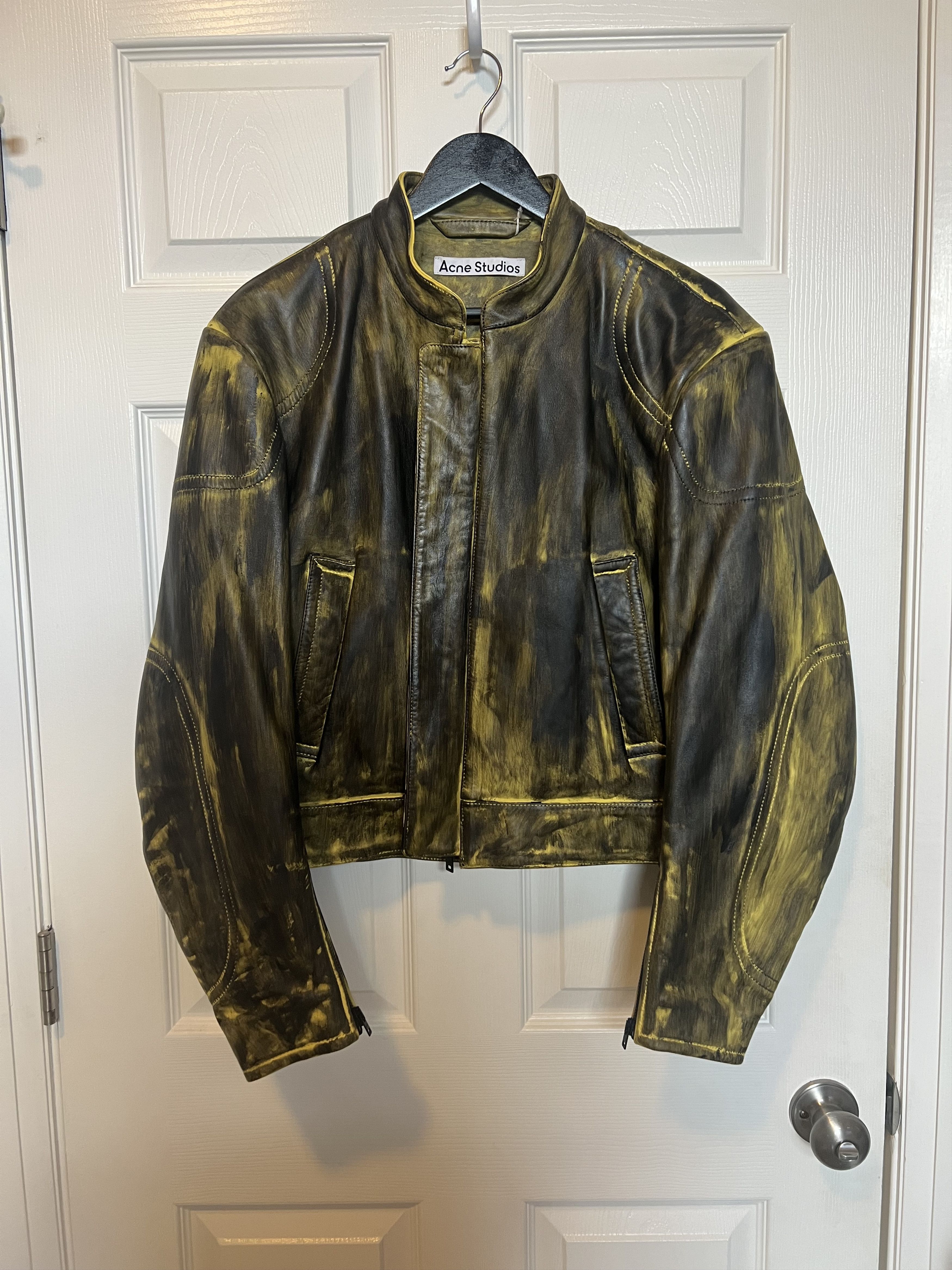 Acne Studios Acne Studios FW22 Hand Painted Yellow Leather Jacket sz 48 Size US M / EU 48-50 / 2 - 1 Thumbnail