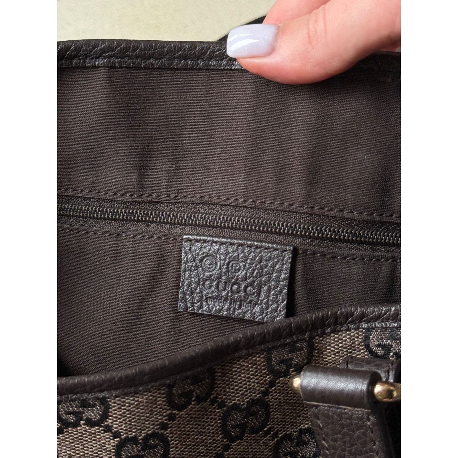 Gucci Gucci Monogram GG Jaquard Canvas Grey Brown Small Tote Hand Size ONE SIZE - 8 Thumbnail
