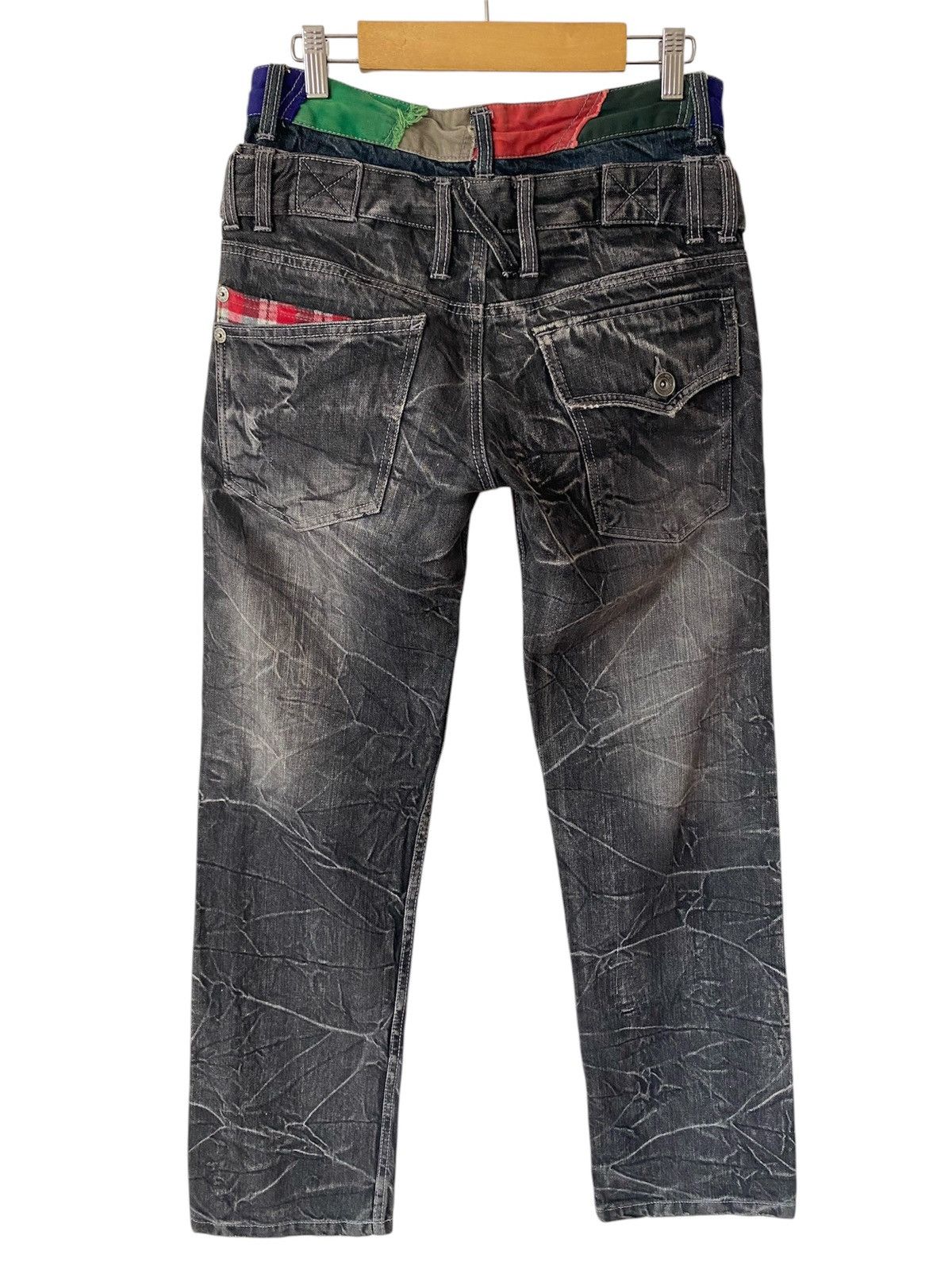 GOSTAR DE FUGA × If Six Was Nine Japanese Patina Double Waist Flash Distressed Denim Pants Size US 31 - 3 Thumbnail