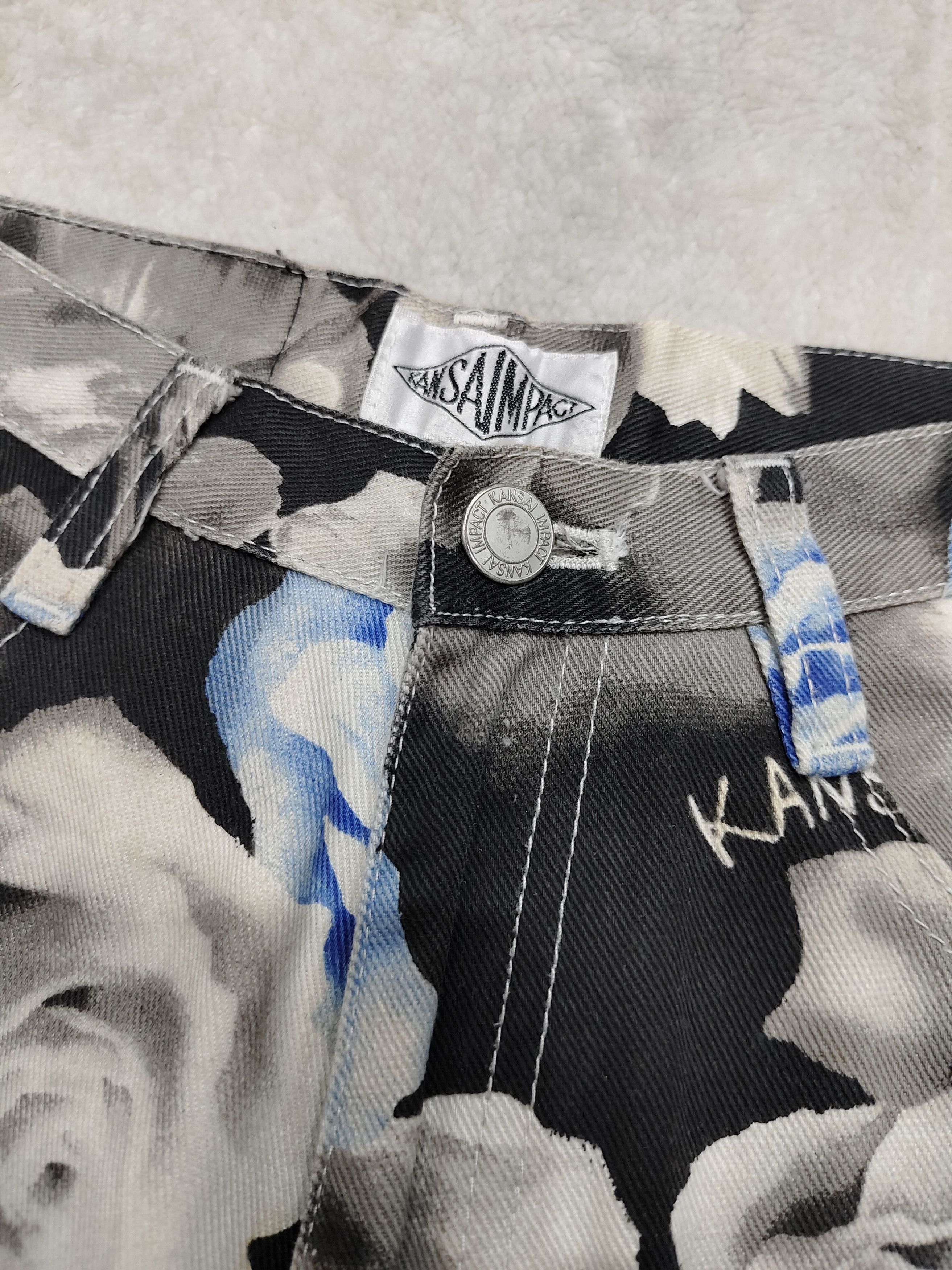 Kansai Yamamoto 90s Kansai Archive Monochrome Gothic Roses Art Graphic Jeans Size 27" / US 4 / IT 40 - 6 Thumbnail